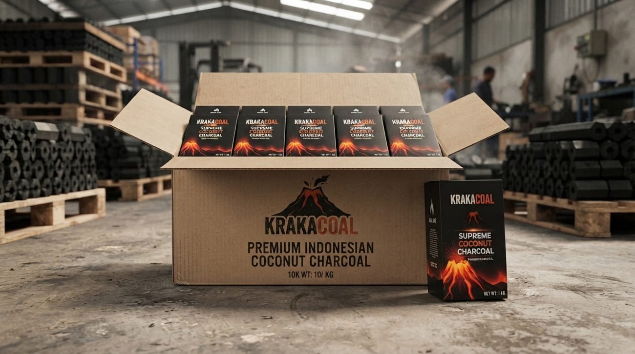 KrakaCoal inner boxes nested inside a master carton
