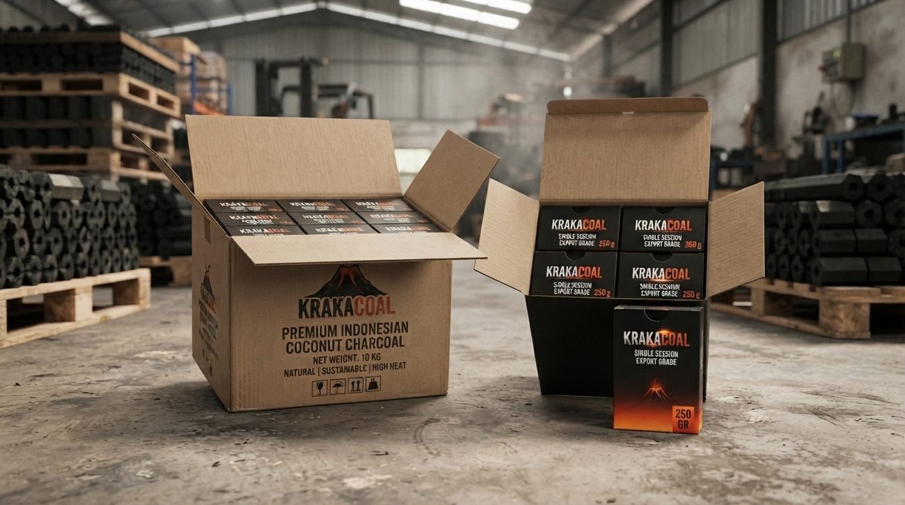 KrakaCoal full private-label retail box and master carton system